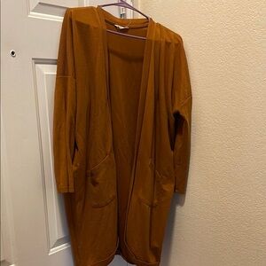 Long Open-Front Women's Cardigan Sweater - Rust